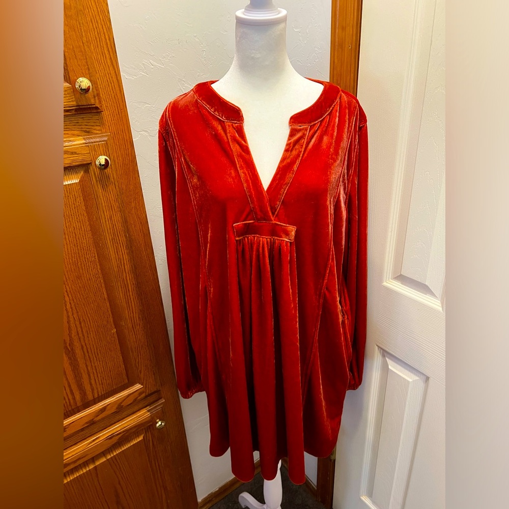 Orange velvet dress size large